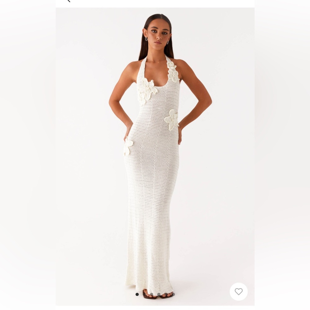 Novalee Flower Crochet Maxi Dress - Ivory